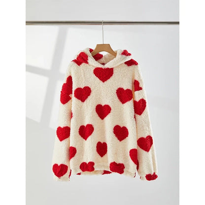 Funki Findz | Sweaters | Women's Hooded Heart Print Pullover