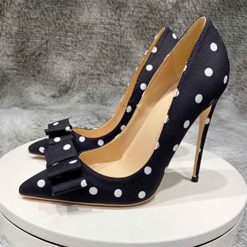 Funki Findz | Shoes | Women's Polka Dot Bowknot Satin Stilettos