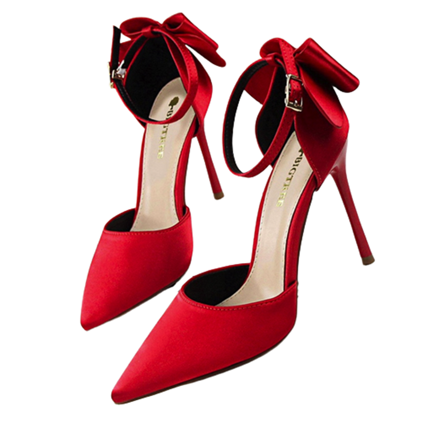 Funki Findz | Shoes | Women's Elegant Silk Bow Stiletto Pumps