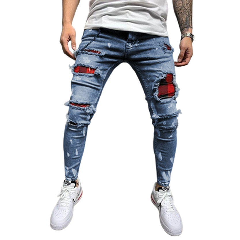 Funki Findz | Pants | Men's Skinny Buckle Strap Zipper Jeans