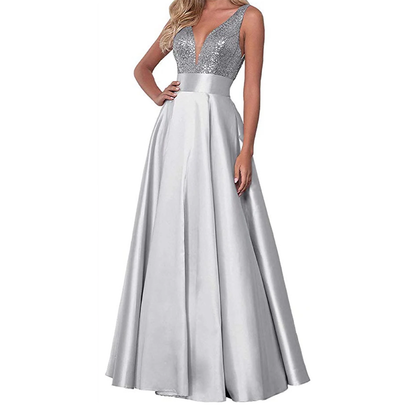 Funki Findz | Dresses | Women's Satin Sequin Evening Dress