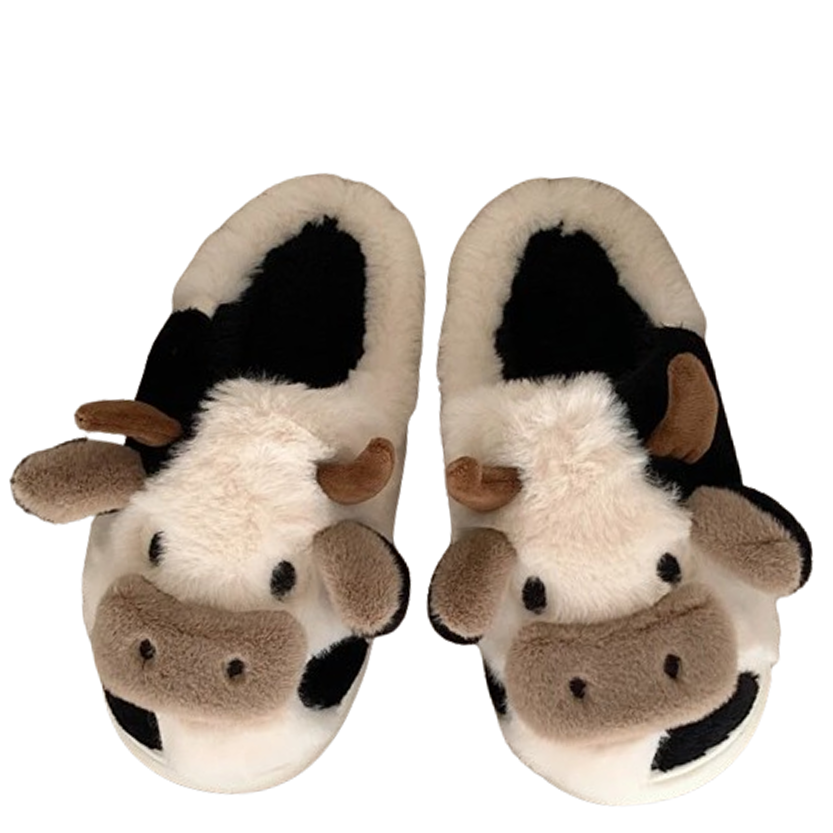 Funki Findz | Shoes | Women's Cute Plush Warm Cow Slippers