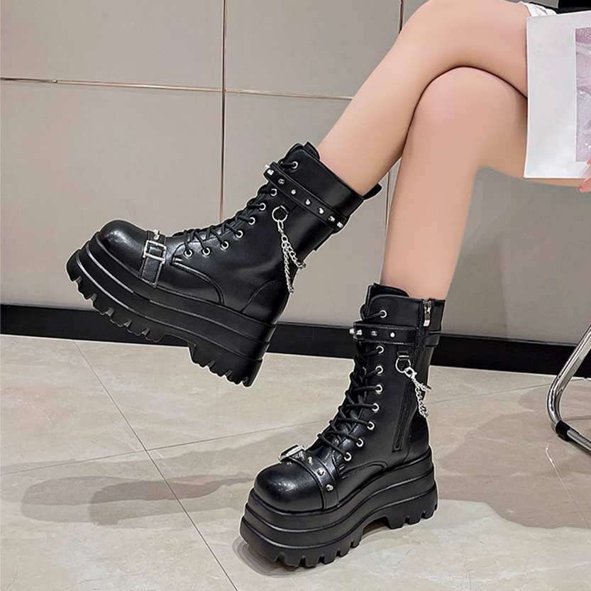 Funki Findz | Boots | Women's Gothic Square Toe Platform Boots