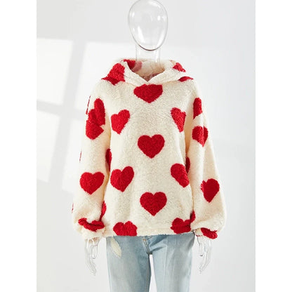Funki Findz | Sweaters | Women's Hooded Heart Print Pullover