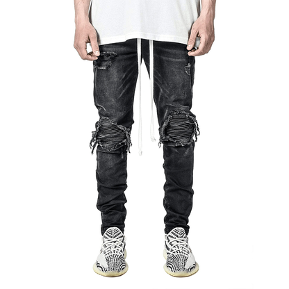 Funki Findz | Pants | Men's Skinny Buckle Strap Zipper Jeans