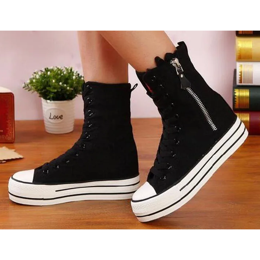 Funki Findz | Boots | Women's High-top Side Zip Canvas Sneaker