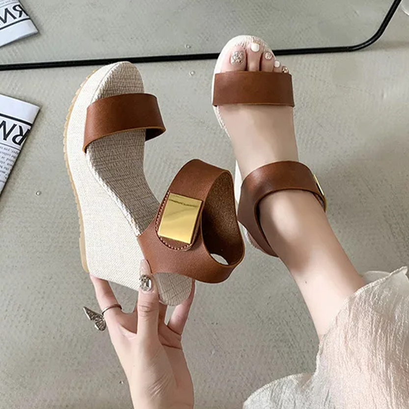 Funki Findz | Shoes | Women's Hign Buckle Strap Wedge Sandal