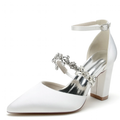 Funki Findz | Shoes | Women's Satin Crystal Block Heeled Shoes
