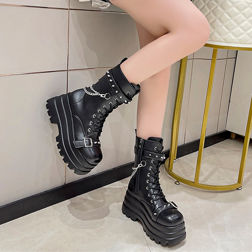 Funki Findz | Boots | Women's Gothic Square Toe Platform Boots