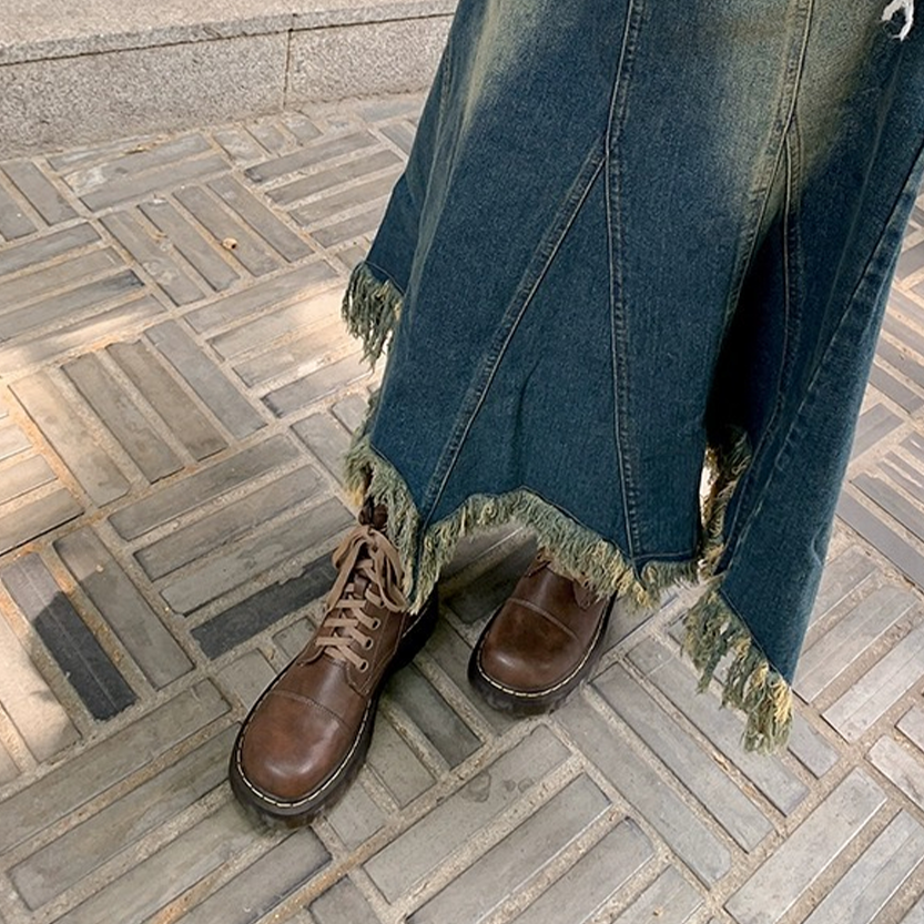 Funki Findz | Boots | Women's Brown Lace Up Calf Combat Boot