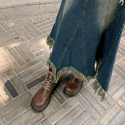 Funki Findz | Boots | Women's Brown Lace Up Calf Combat Boot