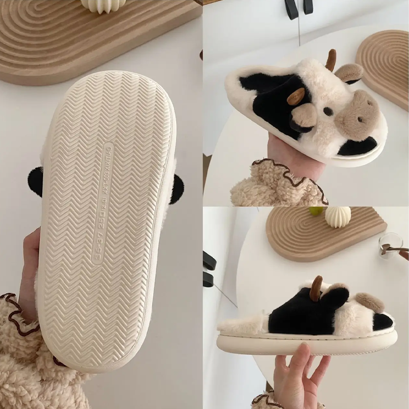 Funki Findz | Shoes | Women's Cute Plush Warm Cow Slippers