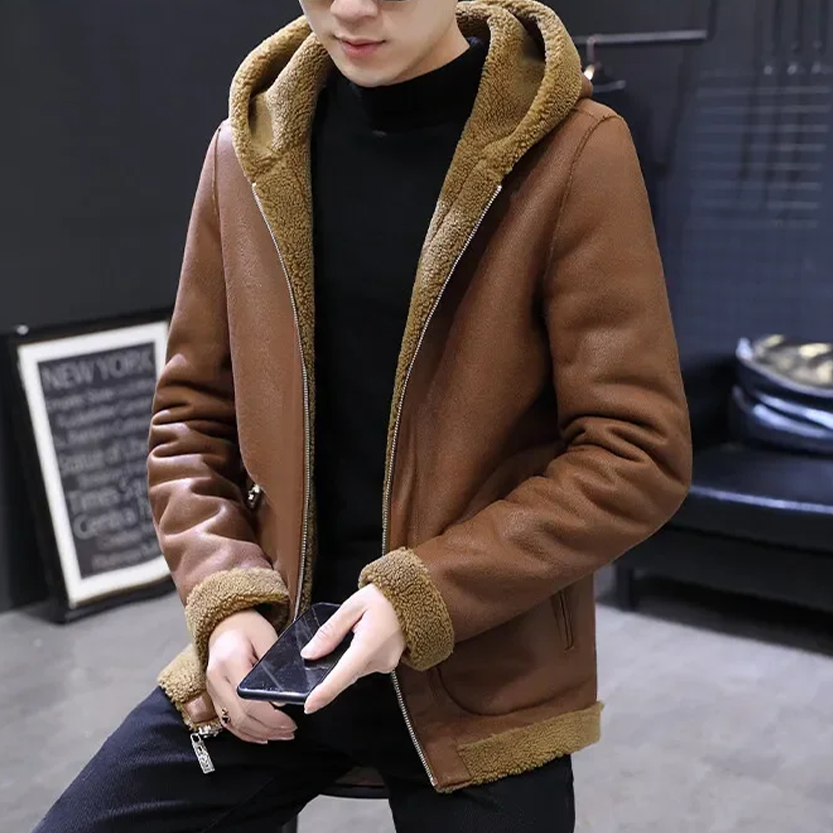 Funki Findz | Jackets | Men's Hooded Winter Faux Leather Jacket