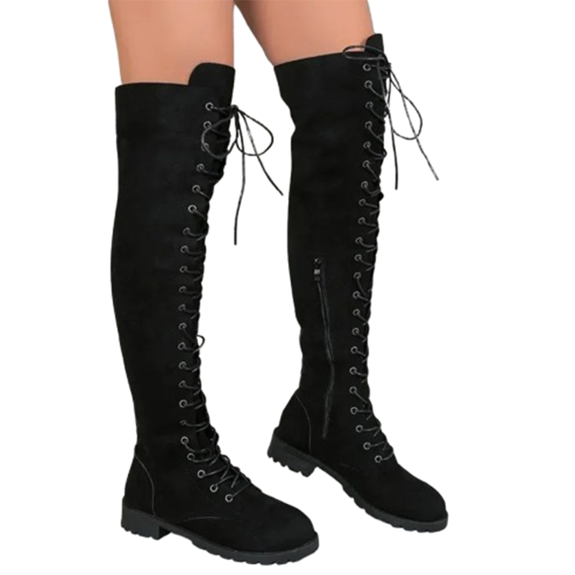 Funki Findz | Boots | Women's Lace Up Over Knee Suede Boots