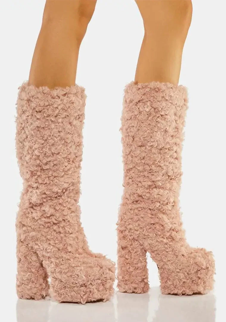 Funki Findz | Boots | Women's Knee-High Fuzzy Platform Boots