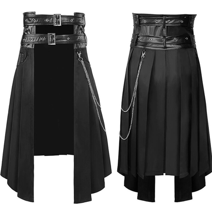 Funki Findz | Skirts | Men's Long Gothic Half Skirt | Buckle Straps