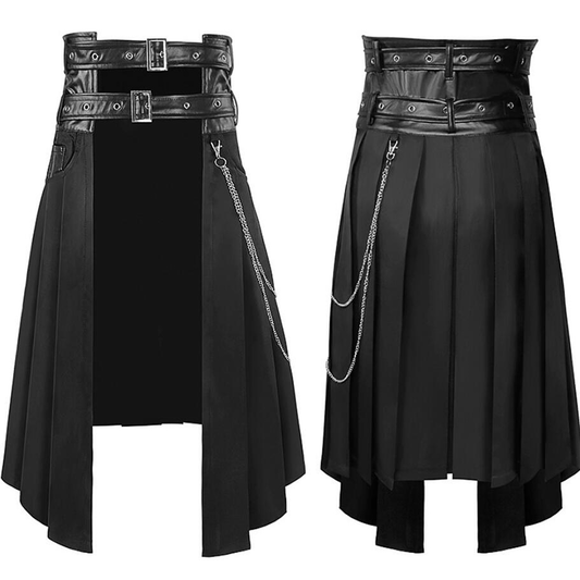 Funki Findz | Skirts | Men's Long Gothic Half Skirt | Buckle Straps