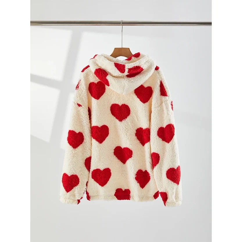Funki Findz | Sweaters | Women's Hooded Heart Print Pullover