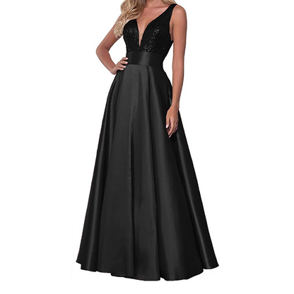 Funki Findz | Dresses | Women's Satin Sequin Evening Dress