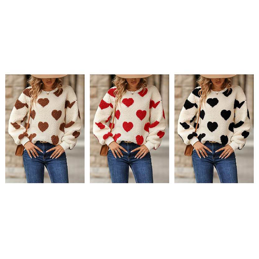 Funki Findz | Sweaters | Women's Fuzzy Heart Winter Sweatshirt