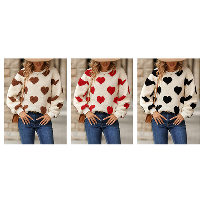Funki Findz | Sweaters | Women's Fuzzy Heart Winter Sweatshirt
