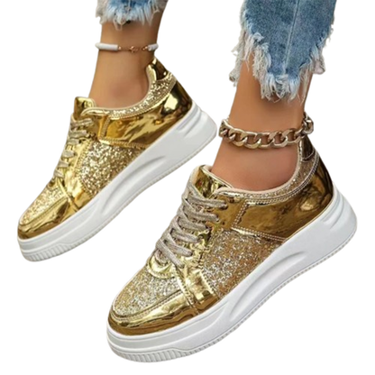 Funki Findz | Shoes | Women's Gold Sequins Platform Sneakers