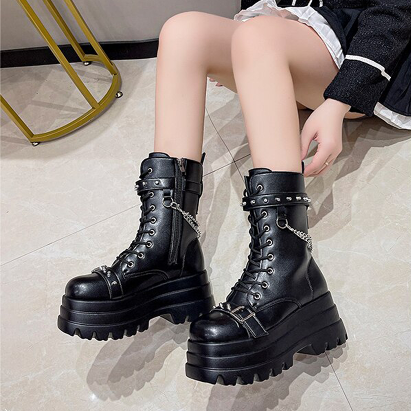 Funki Findz | Boots | Women's Gothic Square Toe Platform Boots