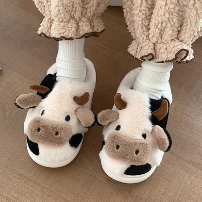 Funki Findz | Shoes | Women's Cute Plush Warm Cow Slippers