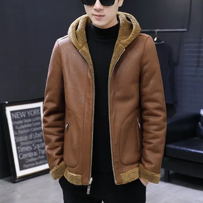 Funki Findz | Jackets | Men's Hooded Winter Faux Leather Jacket