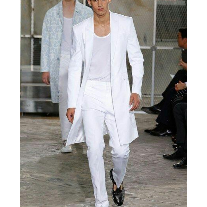 Funki Findz | Suits | Men's White 2 Pcs Long Jacket Formal Suit