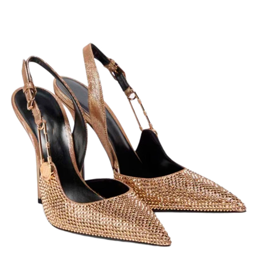 Funki Findz | Shoes | Women's Metallic Beaded High Slingbacks