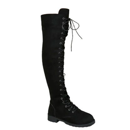 Funki Findz | Boots | Women's Lace Up Over Knee Suede Boots