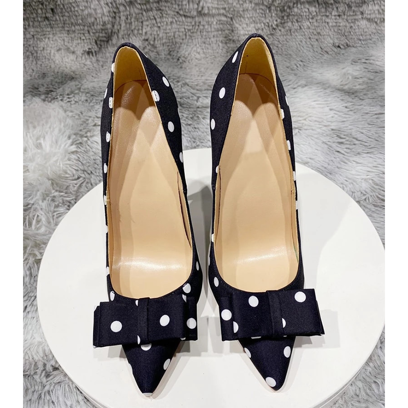 Funki Findz | Shoes | Women's Polka Dot Bowknot Satin Stilettos