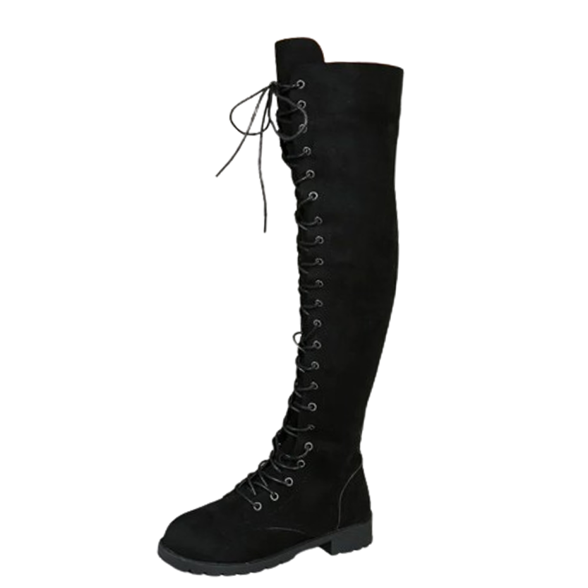 Funki Findz | Boots | Women's Lace Up Over Knee Suede Boots