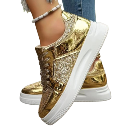 Funki Findz | Shoes | Women's Gold Sequins Platform Sneakers