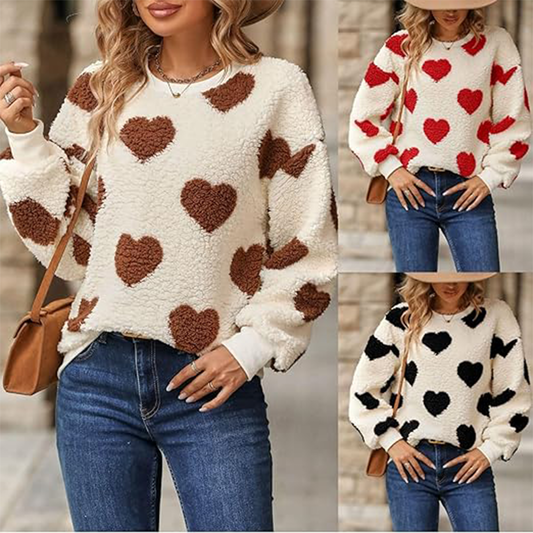 Funki Findz | Sweaters | Women's Plush Fuzzy Heart Pullover