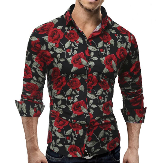 Funki Findz | Shirts | Men's Floral Print Long Sleeved Dress Shirt