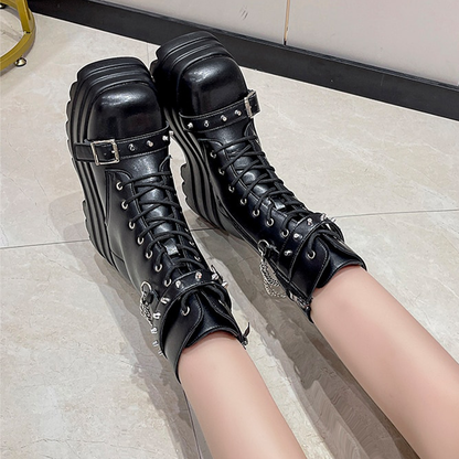 Funki Findz | Boots | Women's Gothic Square Toe Platform Boots