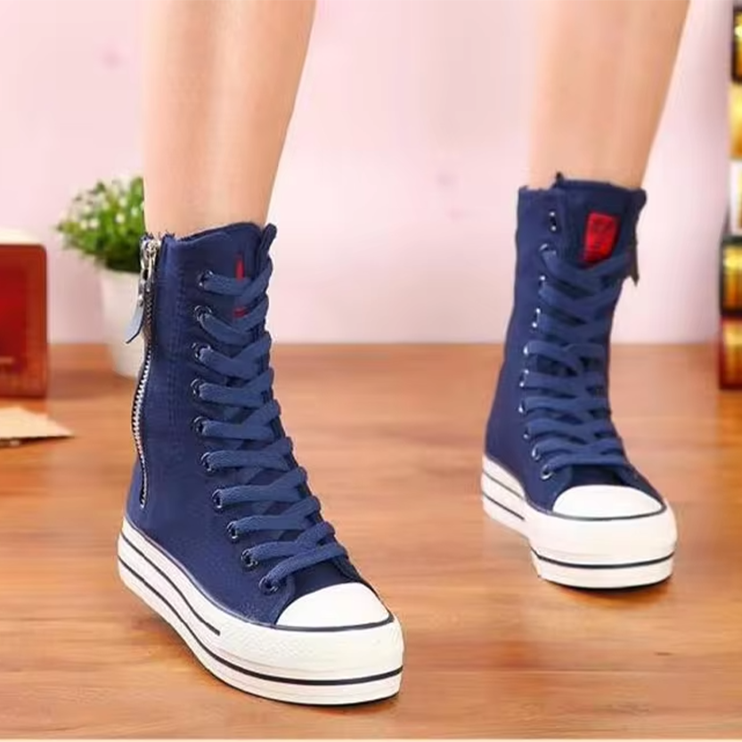 Funki Findz | Boots | Women's High-top Side Zip Canvas Sneaker