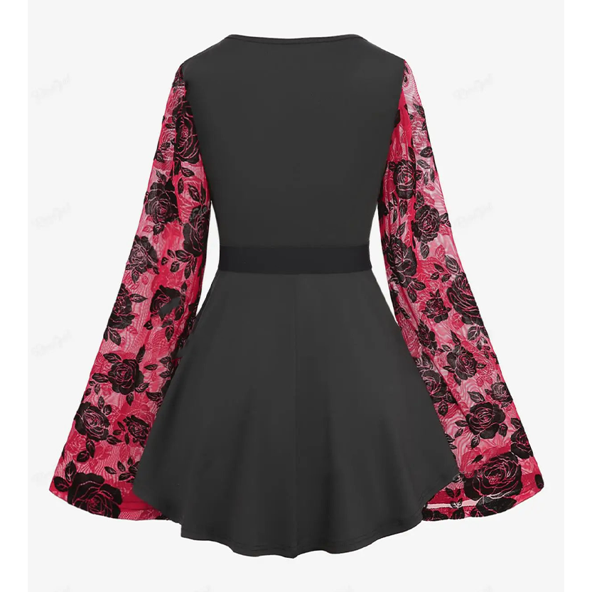 Funki Findz | Shirts | Women's Gothic Rose Flower Tunic Top