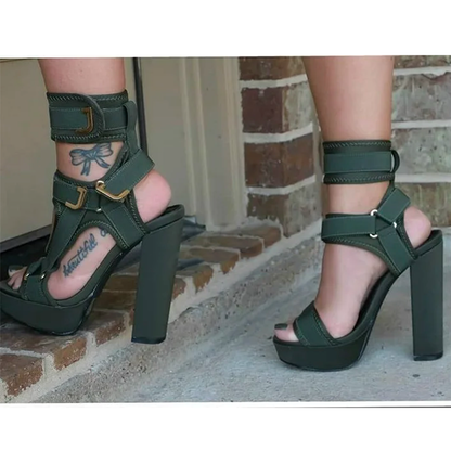 Funki Findz | Shoes | Women's Chunky Heel Strappy Sandals