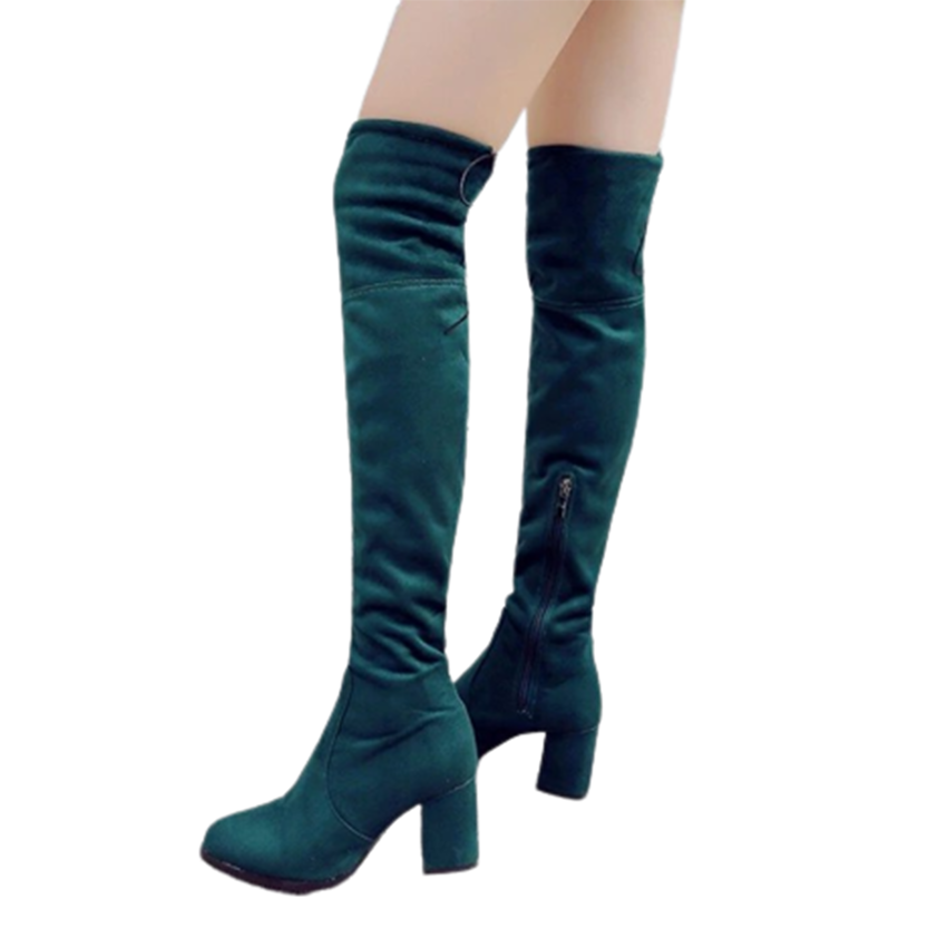 Funki Findz | Boots | Women's Thigh High Square Mid Heel Boots