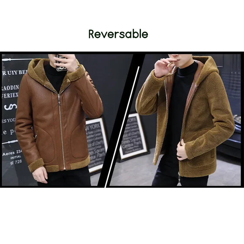 Funki Findz | Jackets | Men's Hooded Winter Faux Leather Jacket