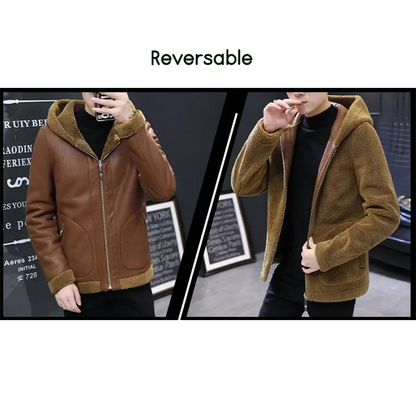 Funki Findz | Jackets | Men's Hooded Winter Faux Leather Jacket
