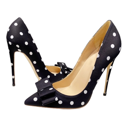 Funki Findz | Shoes | Women's Polka Dot Bowknot Satin Stilettos