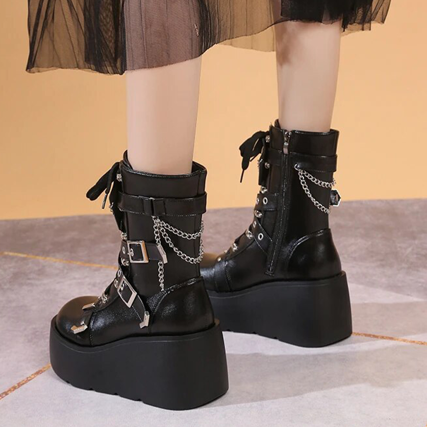 Funki Findz | Boots | Women's Multi Strap Gothic Platform Boots
