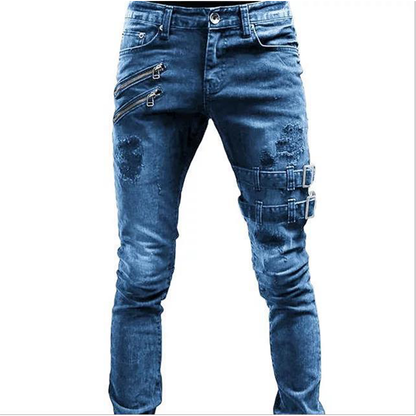 Funki Findz | Pants | Men's Punk Skinny Denim Buckle Jeans