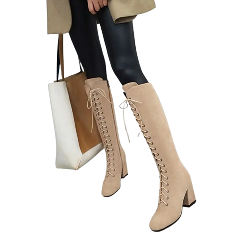 Funki Findz | Boots | Women's Suede Lace Up Knee High Boots