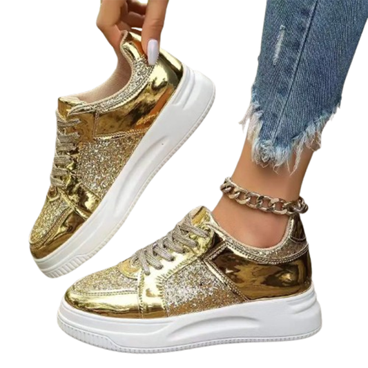 Funki Findz | Shoes | Women's Gold Sequins Platform Sneakers