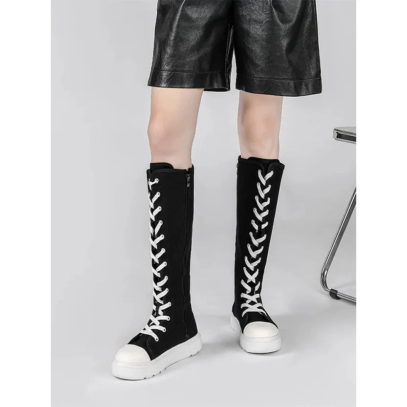 Funki Findz | Boots | Women's Over Knee Lace Up Canvas Boots